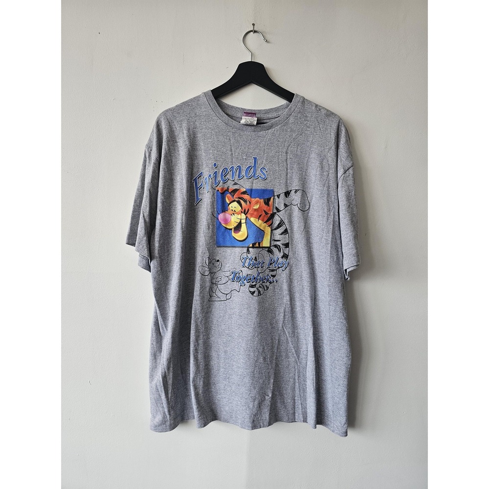 Vintage Disney Tigger Shirt Mens XL Gray Friends Stay Together Pooh 90s Cartoon - Picture 1 of 7